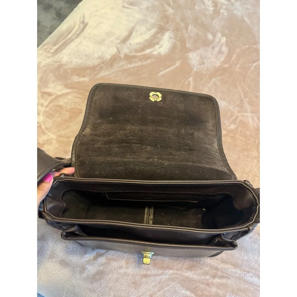Vintage Coach Brown Leather Messenger Crossbody Bag
